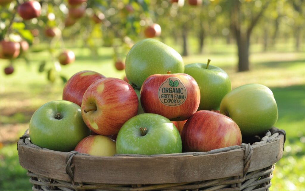 Green Farm Exports Fresh organic apples in a basket - clean eating fruit for daily wellness